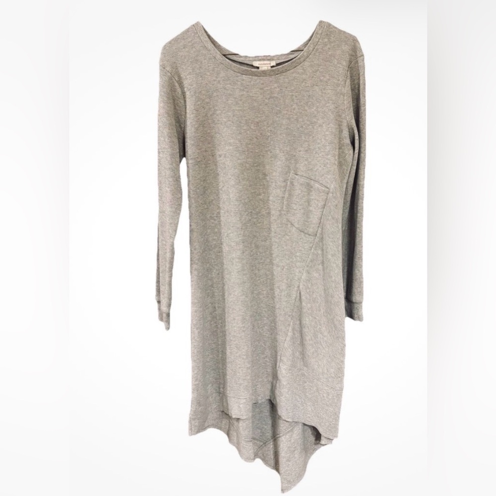 Sundance Waffle Knit Tunic Sweater Dress Beige Size L Cotton Blend Long Sleeve